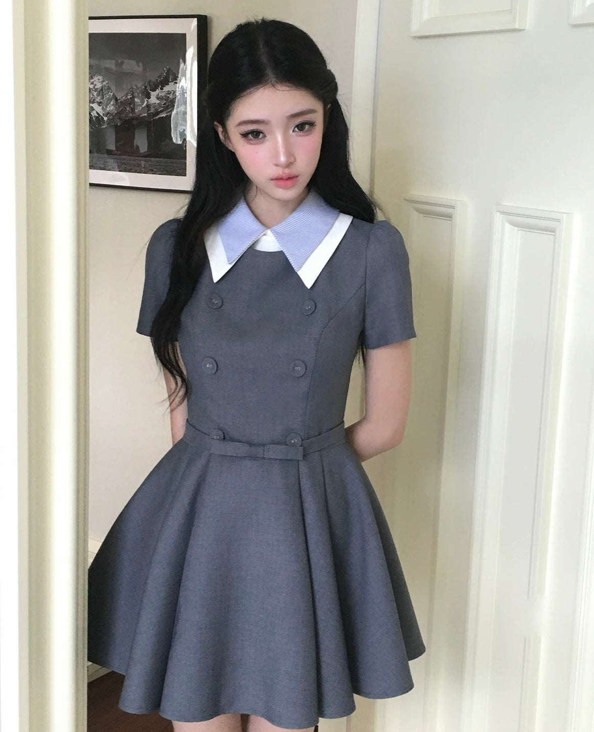 gray blue point one-piece MM1117