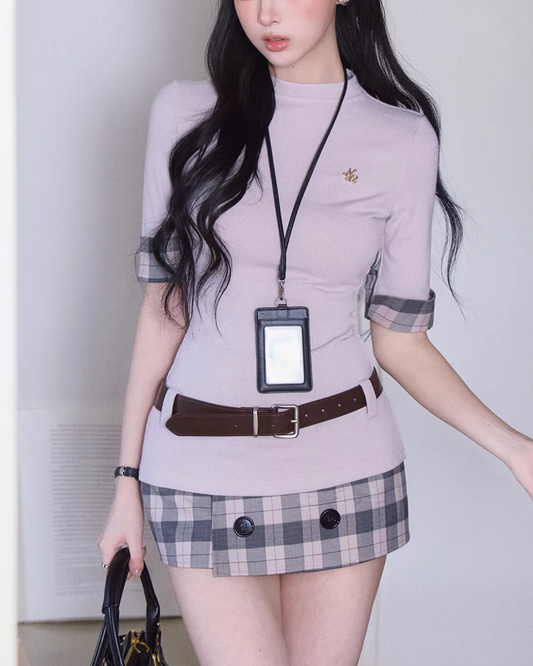 check mood girly skirt MM1066