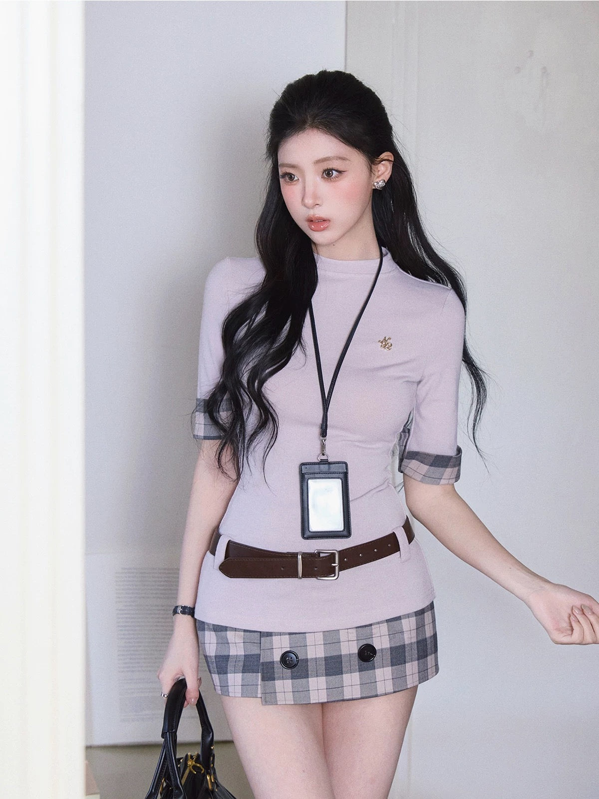check mood girly skirt MM1066