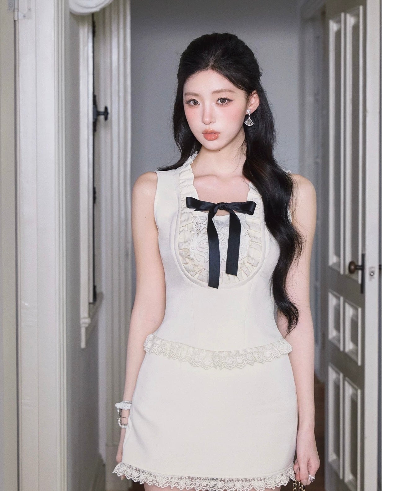 luxury frill ivory tops MM1059