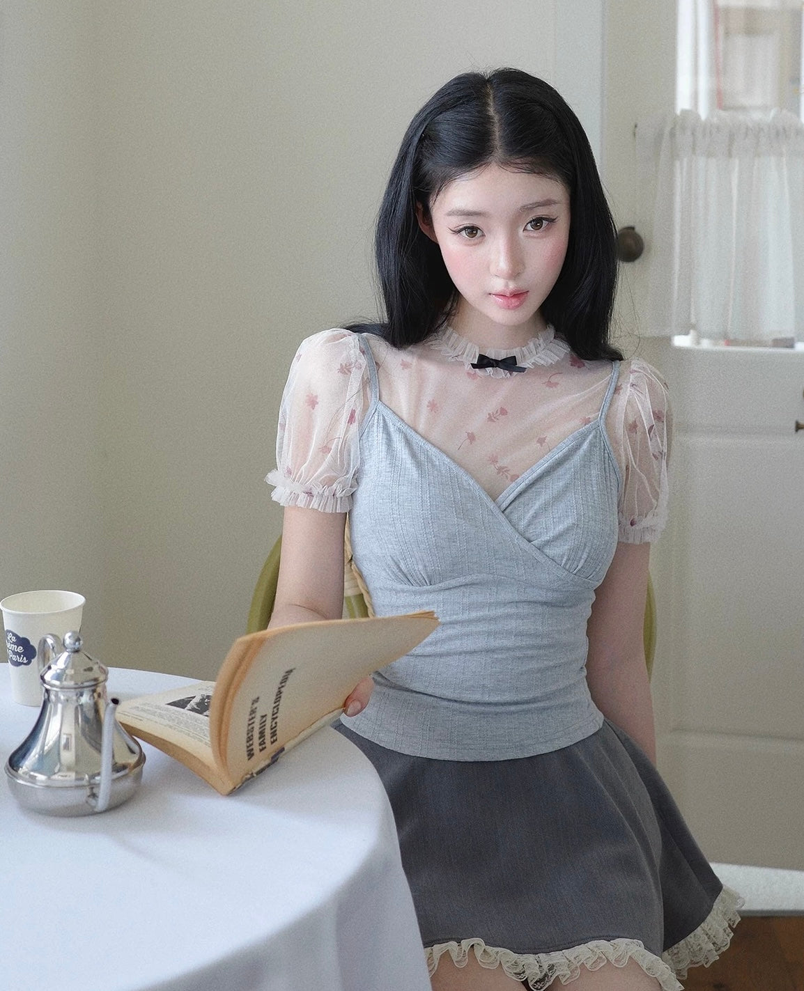 see-through mood tops & skirt MM1115