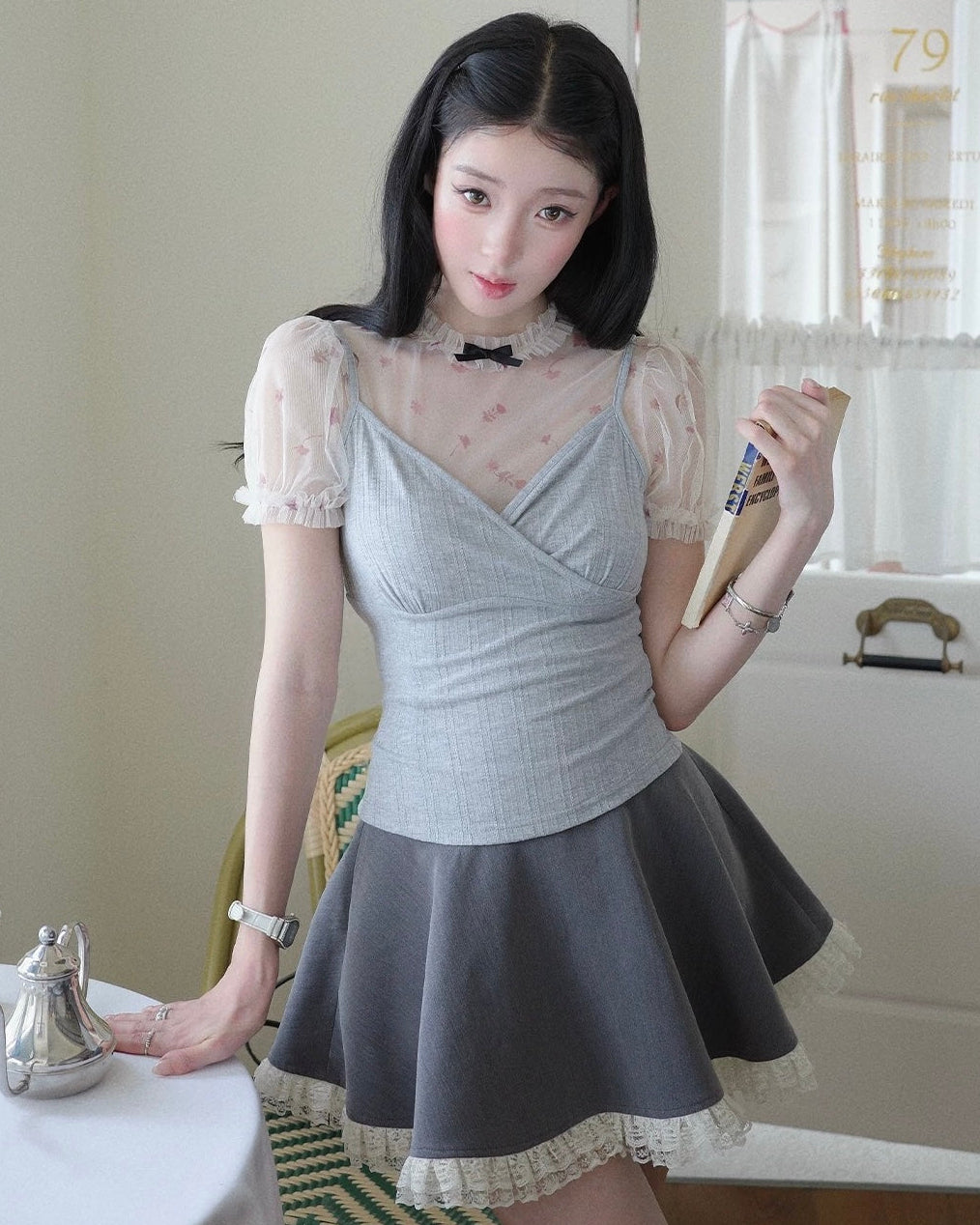 see-through mood tops & skirt MM1115