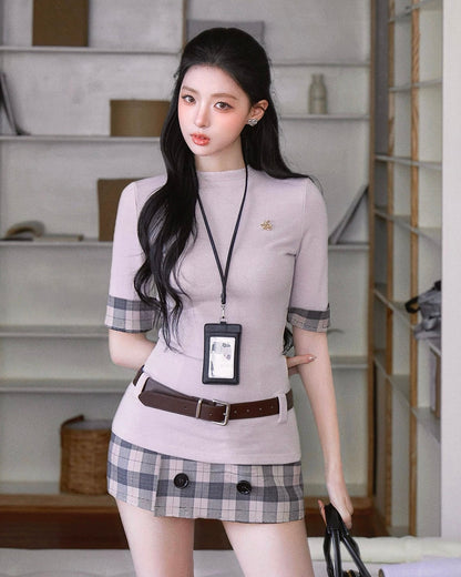 check mood girly skirt MM1066