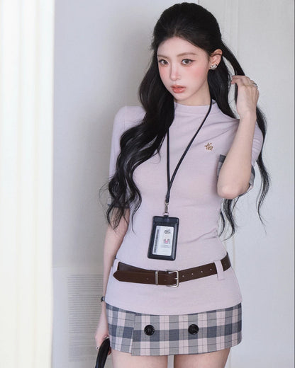 check mood girly skirt MM1066