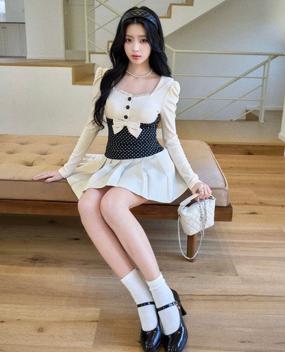 ivory girly pleats skirt MM1037