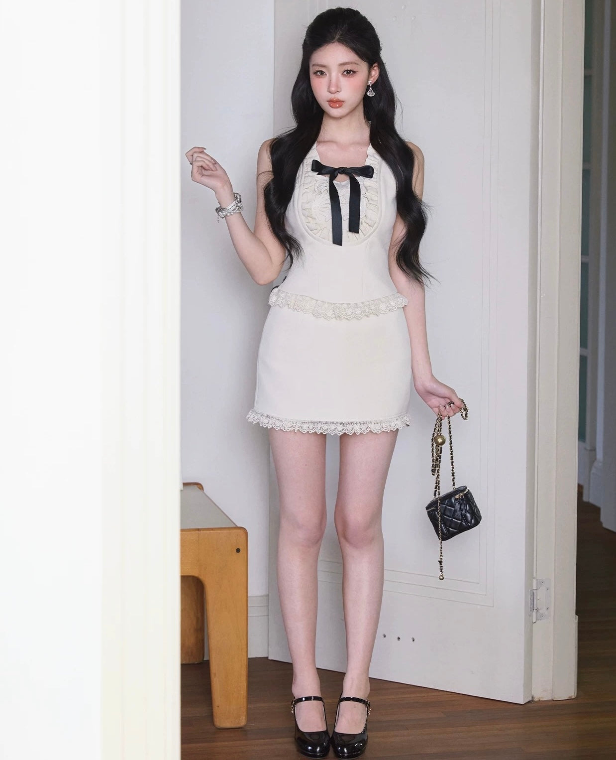 luxury frill ivory tops MM1059
