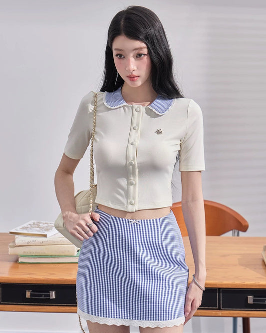 curler check point girly tops MM1075