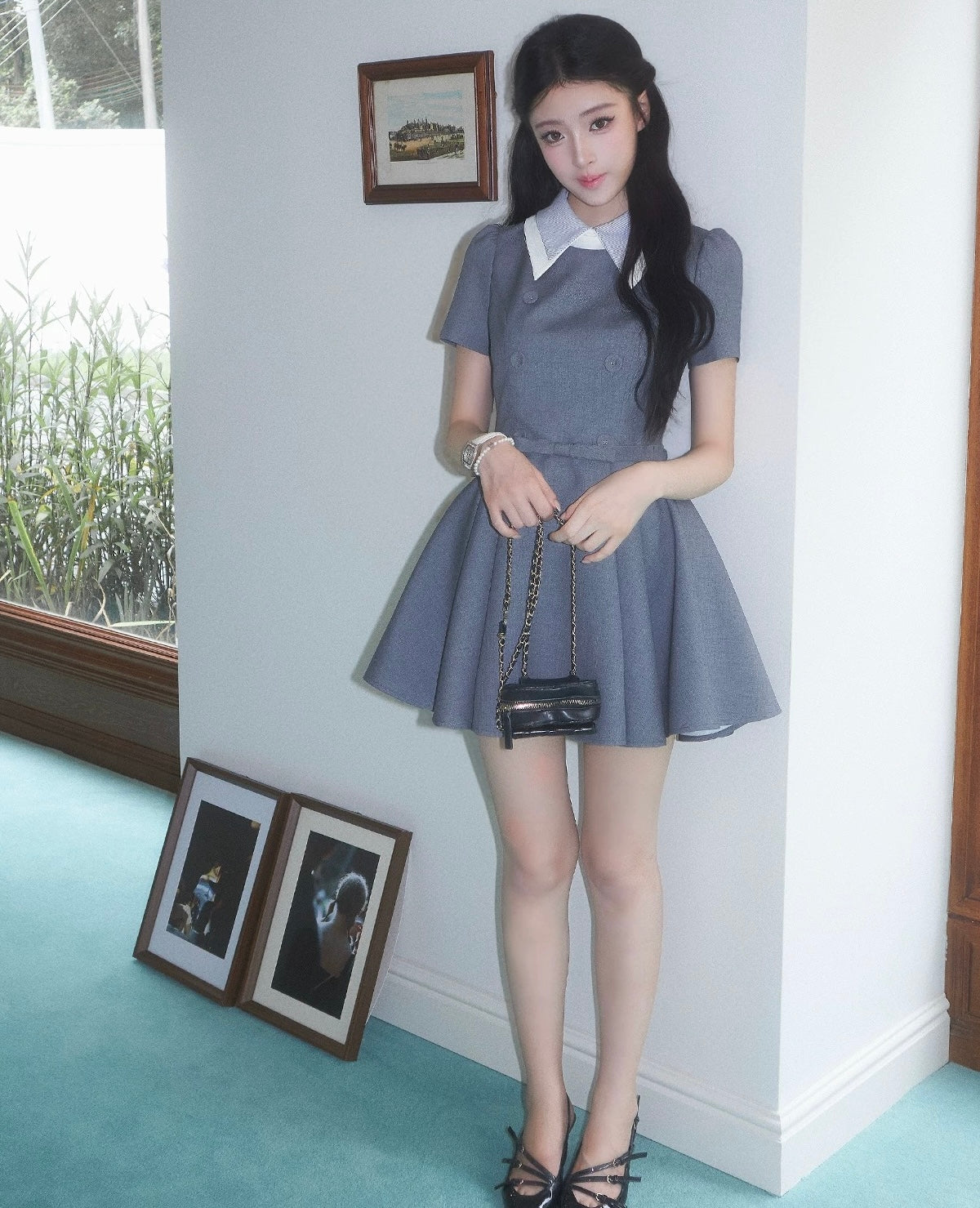 gray blue point one-piece MM1117