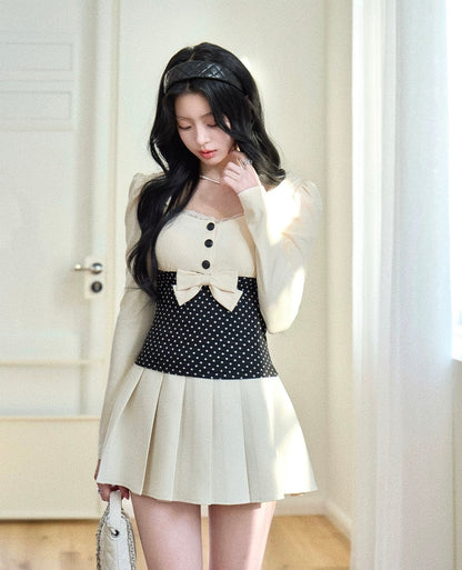 ivory girly pleats skirt MM1037