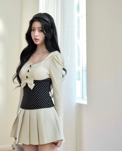 ivory girly pleats skirt MM1037