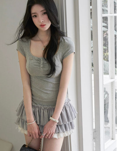 gray frill mood one-piece MM1101